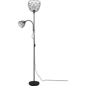 BES LED LED Vloerlamp - Vloerverlichting - Trion Hala - E27 Fitting - Rond - Mat Zwart - Metaal