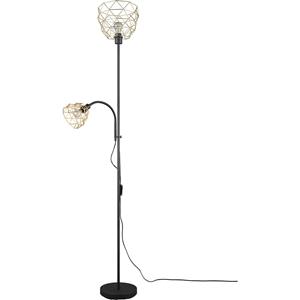 BES LED LED Vloerlamp - Vloerverlichting - Trion Hala - E27 Fitting - Rond - Zwart Goud - Metaal