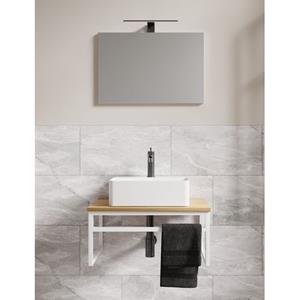 VCM 3-tlg. Waschplatz Waschtisch Badmöbel Set Waschbecken Holz Metall Industrial Style Bitila 60 V1