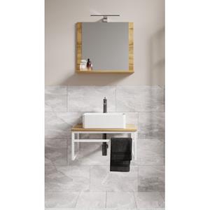 VCM 3-tlg. Waschplatz Waschtisch Badmöbel Set Waschbecken Holz Metall Industrial Style Bitila 60 V2