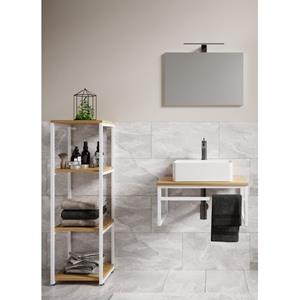 VCM 4-tlg. Waschplatz Waschtisch Badmöbel Set Waschbecken Holz Metall Industrial Style Bitila 60 V1