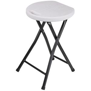 Urban Living bijzet krukje/stoel - Opvouwbaar - wit/zilver - D30 x H45 cm -