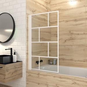 Aurlane Opvouwbare Badwand Met Zeefdruk 75x125cm - Wit - Bricks White