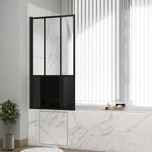 Aurlane Zwenkbare Badwand 140x80cm Industrieel Type - Matzwart Profiel - Gehard Glas - Black Indus