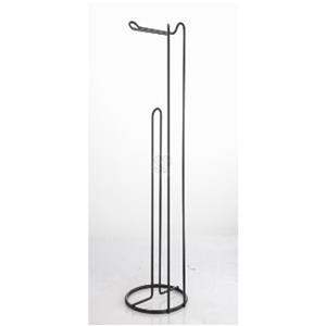 Merkloos Toiletrolhouder - staand - 15 x 54 cm - zwart - metaal - wc rolhouder -