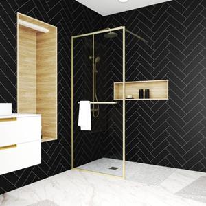 Aurlane  Inloopdouche Edge 90 X 200cm - Goud Profiel - 6 Mm Helder Glas