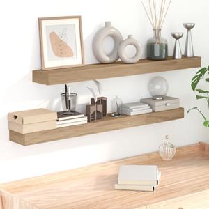 VidaXL Wandschappen 2 st 110x15x4 cm massief teakhout