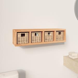 VidaXL Wandschap met manden 62x18x16 cm massief walnotenhout