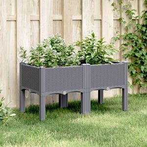 VidaXL Plantenbak met poten 80x40x42 cm polypropeen grijs