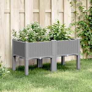 VidaXL Plantenbak met poten 80x40x42 cm polypropeen lichtgrijs