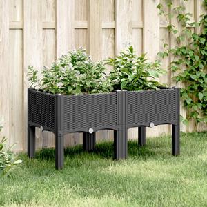 VidaXL Plantenbak met poten 80x40x42 cm polypropeen zwart
