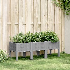 VidaXL Plantenbak met poten 120x40x42 cm polypropeen lichtgrijs