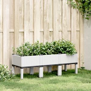 VidaXL Plantenbak met poten 120x40x42 cm polypropeen wit