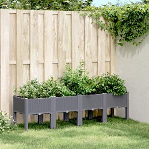 VidaXL Plantenbak met poten 160x40x42 cm polypropeen grijs