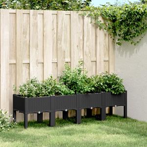 VidaXL Plantenbak met poten 160x40x42 cm polypropeen zwart