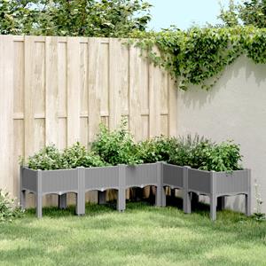 VidaXL Plantenbak met poten 160x120x42 cm polypropeen lichtgrijs