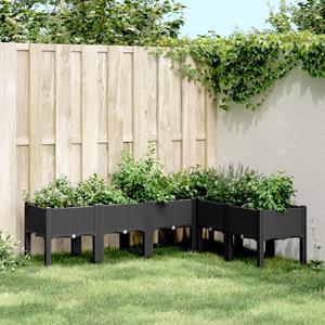 VidaXL Plantenbak met poten 160x120x42 cm polypropeen zwart