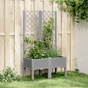 VidaXL Plantenbak met latwerk 80x40x142 cm polypropeen lichtgrijs