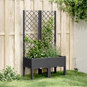 VidaXL Plantenbak met latwerk 80x40x142 cm polypropeen zwart