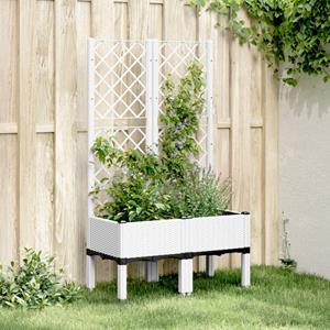 VidaXL Plantenbak met latwerk 80x40x142 cm polypropeen wit