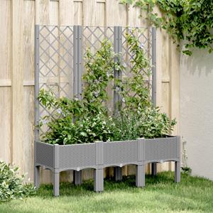 VidaXL Plantenbak met latwerk 120x40x142 cm polypropeen lichtgrijs