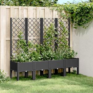 VidaXL Plantenbak met latwerk 160x40x142 cm polypropeen zwart