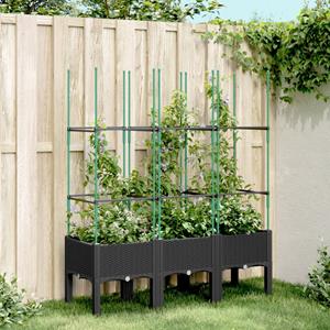 VidaXL Plantenbak met latwerk 120x40x142,5 cm polypropeen zwart