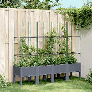 VidaXL Plantenbak met latwerk 160x40x142,5 cm polypropeen grijs
