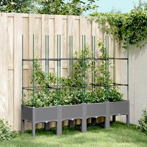 VidaXL Plantenbak met latwerk 160x40x142,5 cm polypropeen lichtgrijs