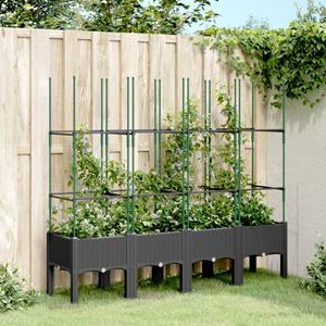 VidaXL Plantenbak met latwerk 160x40x142,5 cm polypropeen zwart