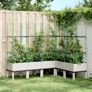 VidaXL Plantenbak met latwerk 160x120x142,5 cm polypropeen wit