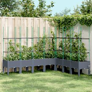 VidaXL Plantenbak met latwerk 200x160x142,5 cm polypropeen grijs