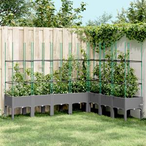 VidaXL Plantenbak met latwerk 200x160x142,5 cm polypropeen lichtgrijs