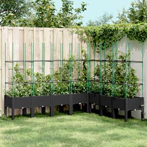 VidaXL Plantenbak met latwerk 200x160x142,5 cm polypropeen zwart