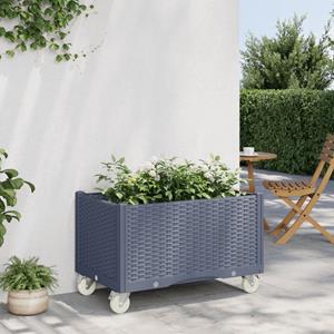 VidaXL Plantenbak met wielen 80x50x54 cm polypropeen grijs