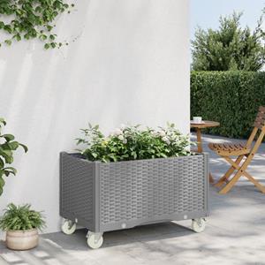 VidaXL Plantenbak met wielen 80x50x54 cm polypropeen lichtgrijs