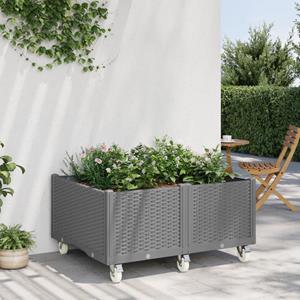 VidaXL Plantenbak met wielen 100x80x54 cm polypropeen lichtgrijs