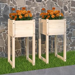 VidaXL Plantenbakken 2 st 40x40x81 cm massief grenenhout