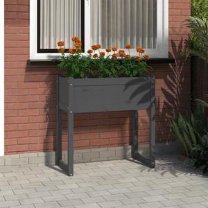 VidaXL Plantenbak 78x40x81 cm massief grenenhout grijs