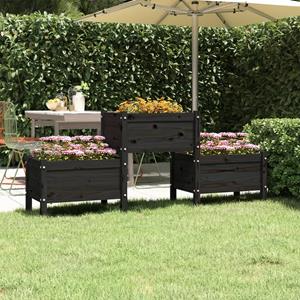 VidaXL Plantenbak 178,5x44x75 cm massief grenenhout zwart
