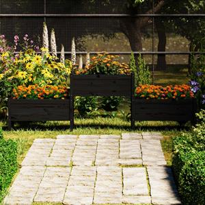 VidaXL Plantenbak 245,5x44x75 cm massief grenenhout zwart
