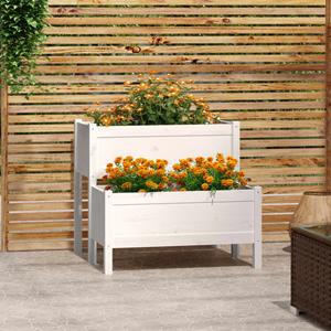 VidaXL Plantenbak 84,5x84x75 cm massief grenenhout wit