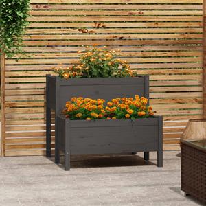 VidaXL Plantenbak 84,5x84x75 cm massief grenenhout grijs