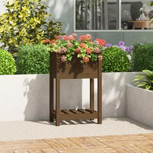 VidaXL Plantenbak met schap 54x34,5x81 cm grenenhout honingbruin