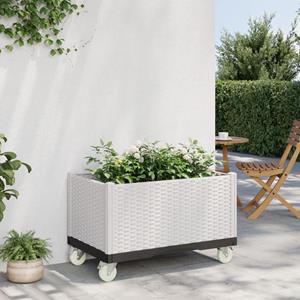 VidaXL Plantenbak met wielen 80x50x54 cm polypropeen wit