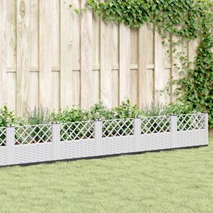 VidaXL Plantenbak met pinnen 363,5x43,5x43,5 cm polypropeen wit
