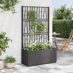 VidaXL Plantenbak met latwerk 80x36x140 cm polypropeen donkergrijs