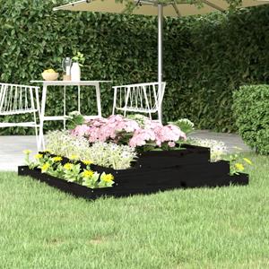 VidaXL Plantenbak 110x110x27 cm massief grenenhout zwart
