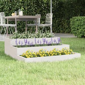 VidaXL Plantenbak 78x78x27 cm massief grenenhout wit