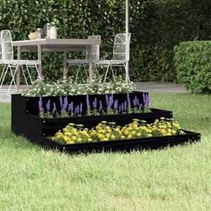VidaXL Plantenbak 78x78x27 cm massief grenenhout zwart